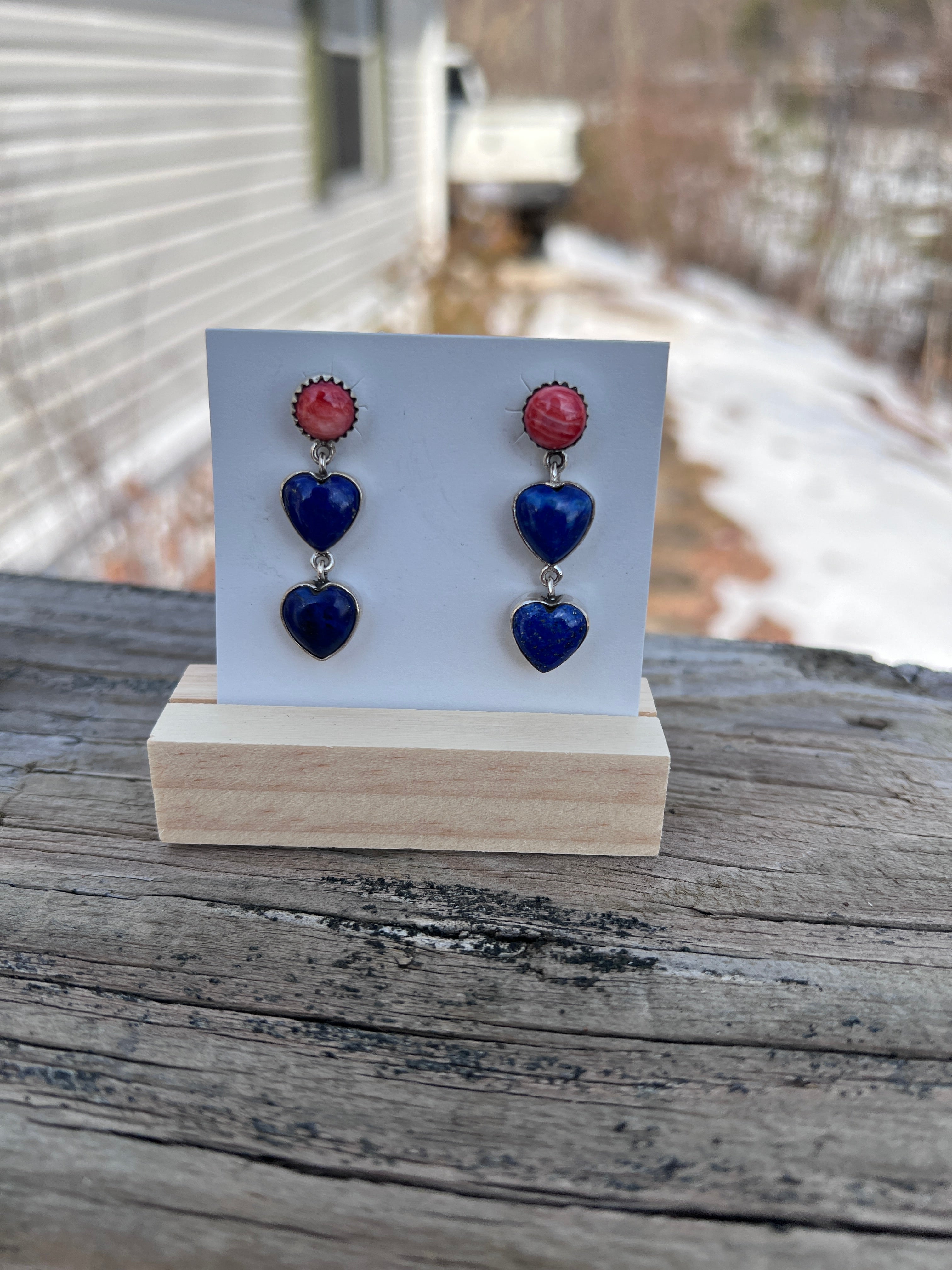 Spiny Oyster & Lapis Heart Dangles- Kevin Nez