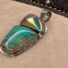 Ray Bennet Large Natural Druzy & Spiderweb Turquoise Statement Pendant