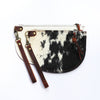 Large Hawks & Doves Large Half Moon Cowhide and Leather Zip Pouch with Wristlet-$50 DEAL
