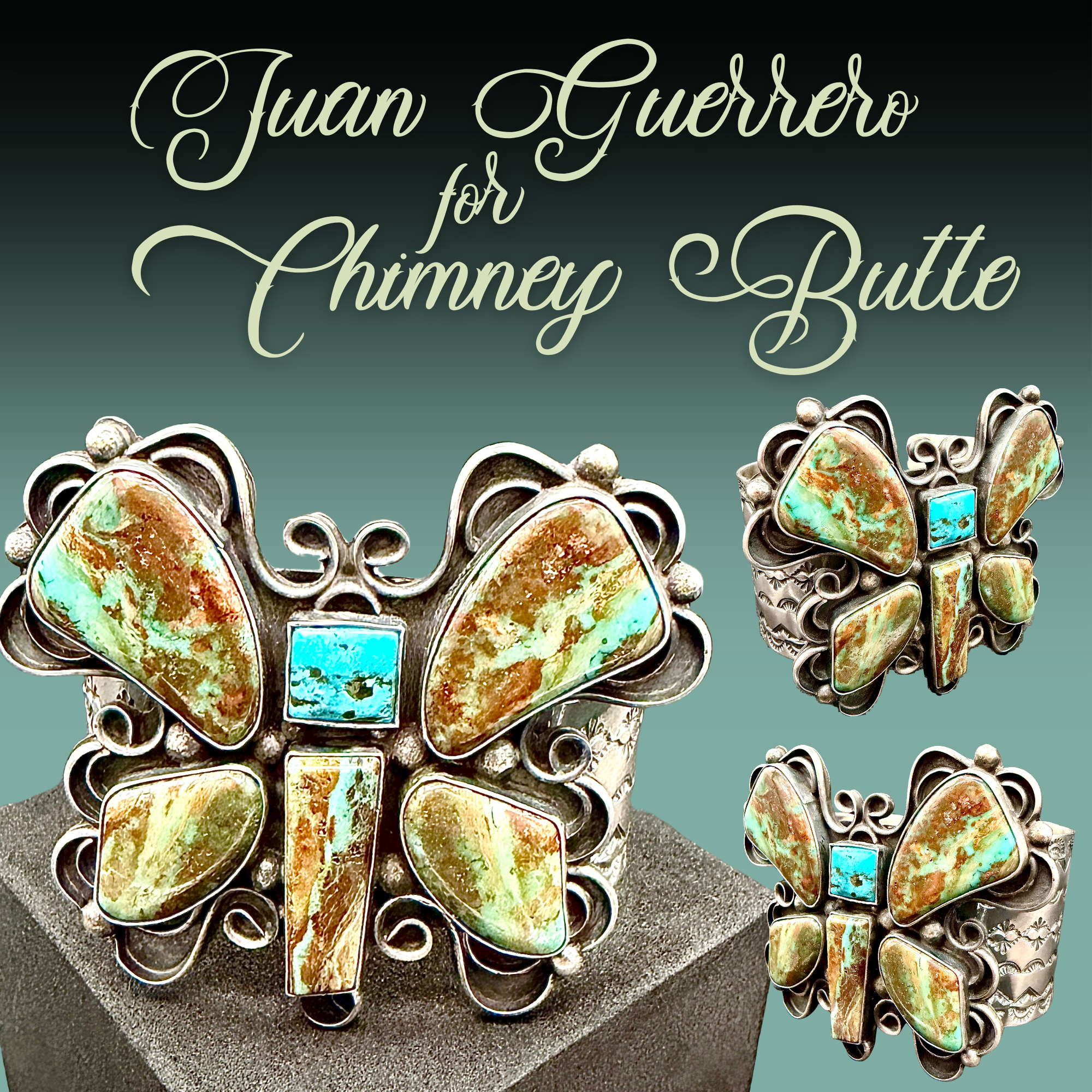**COLLECTION PIECE**Massive Butterfly Cuff – by Juan Guerrero for Chimney Butte• Over 145 GRAMS •