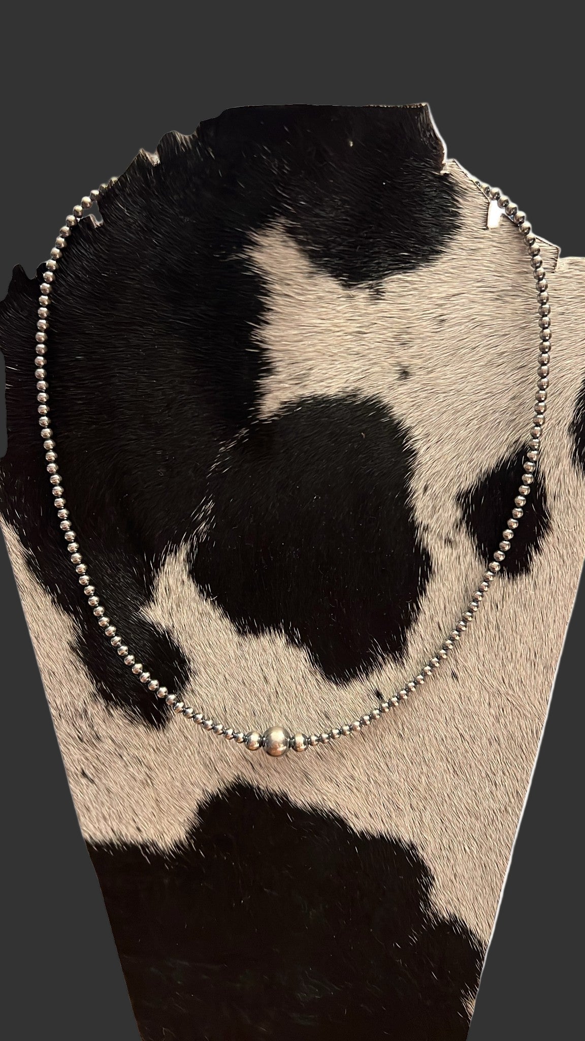 3/4/8mm 18" Sterling Desert Pearl Station Necklace