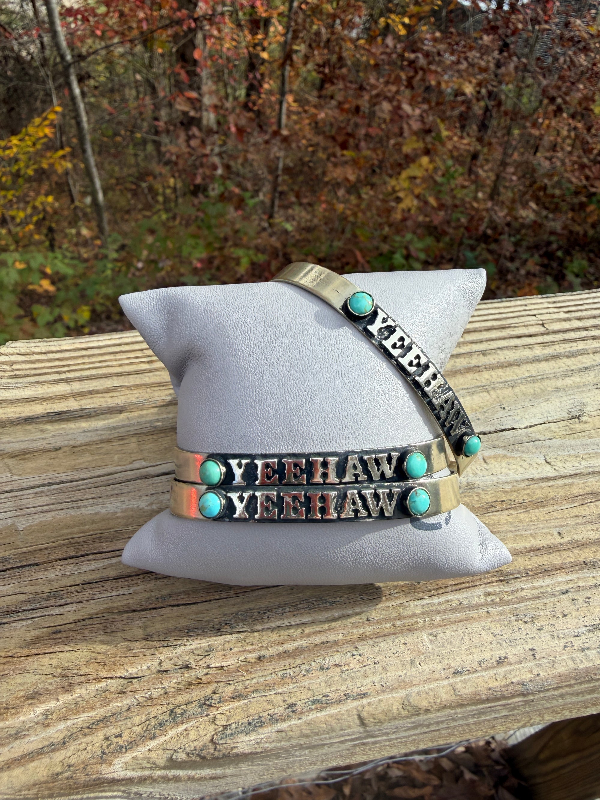 Solid Sterling & Kingman Yeehaw Cuffs