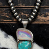 Ray Bennet Large Natural Druzy & Spiderweb Turquoise Statement Pendant