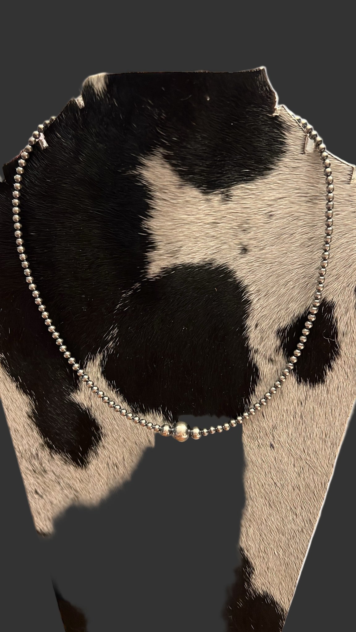 3/5/8mm 16" Sterling Desert Pearl Station Necklace