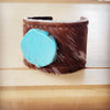 The Tessa- Genuine Cowhide and Turquoise Slab Cuff- RETAIL $39.99