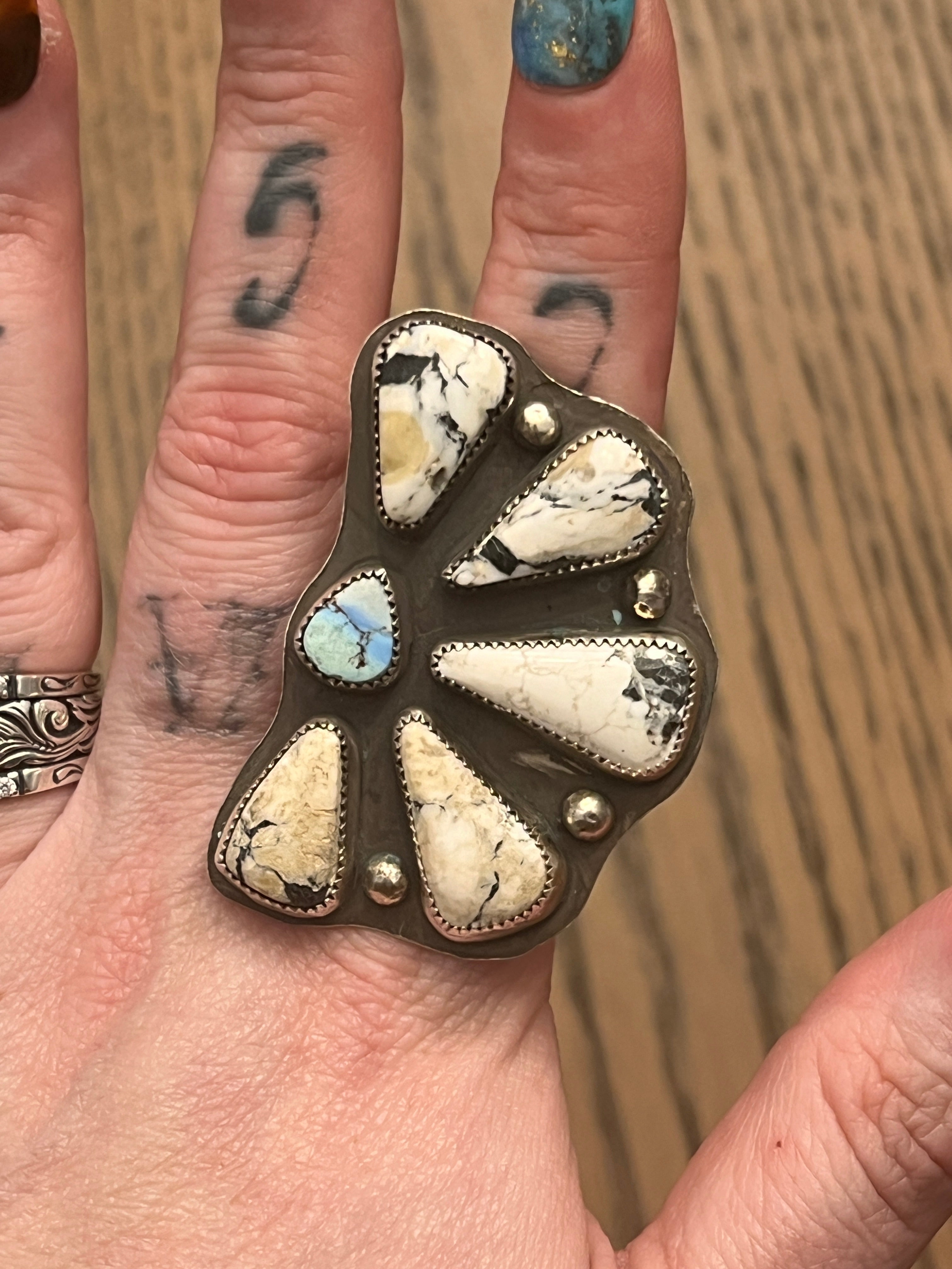 Massive White Buffalo & Golden Hills Show Statement Ring-9.5