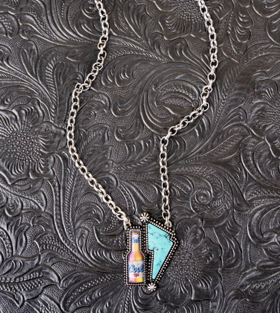 CONCERT COLLECTION- Turquoise Crack a Cold one Necklace
