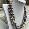 Triple Strand Navajo Bench Bead Necklace – 18" | 5–10mm Sterling Pearls