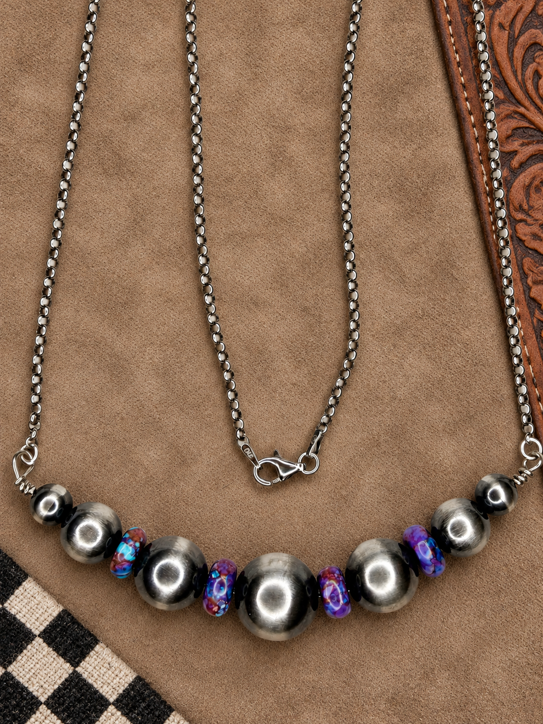 18" XL Purple Dahlia Statement Pearl Bar Necklace