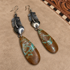 XL Mine 8 Turquoise Slab & Sterling Feather Earrings