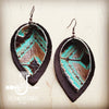 Leather Double Stacked Earrings-Turquoise Navajo