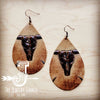 Tan Steer Head Leather Teardrop Earrings