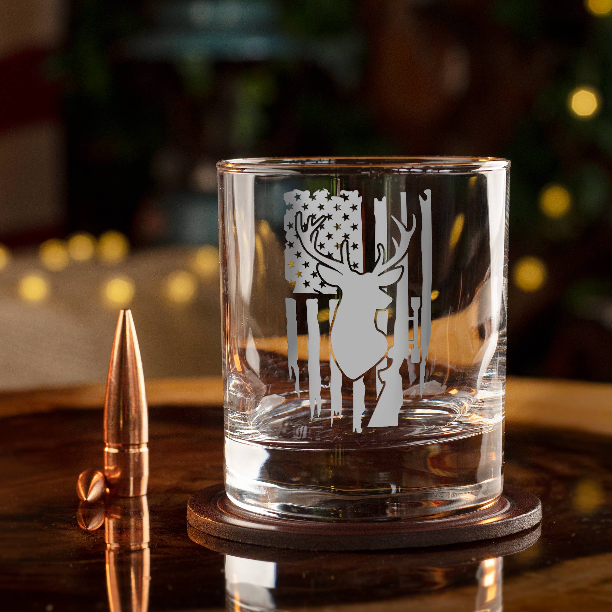 Deer Hunter American Flag - Whiskey Glass