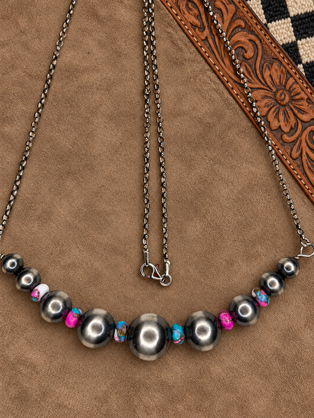 18" XL Cotton Candy Statement Pearl Bar Necklace