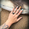 CHOICE OF TWO- Sterling Silver New Lander Turquoise Heart Ring — by Robin Tsosie (Navajo)