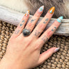 CHOICE OF TWO- Sterling Silver New Lander Turquoise Heart Ring — by Robin Tsosie (Navajo)