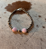 Graduated Navajo Pearl and Pink Conch Heart Bracelet