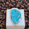 Navajo J. Butler Rare Blue Druzy & Sterling Silver Ring- 8