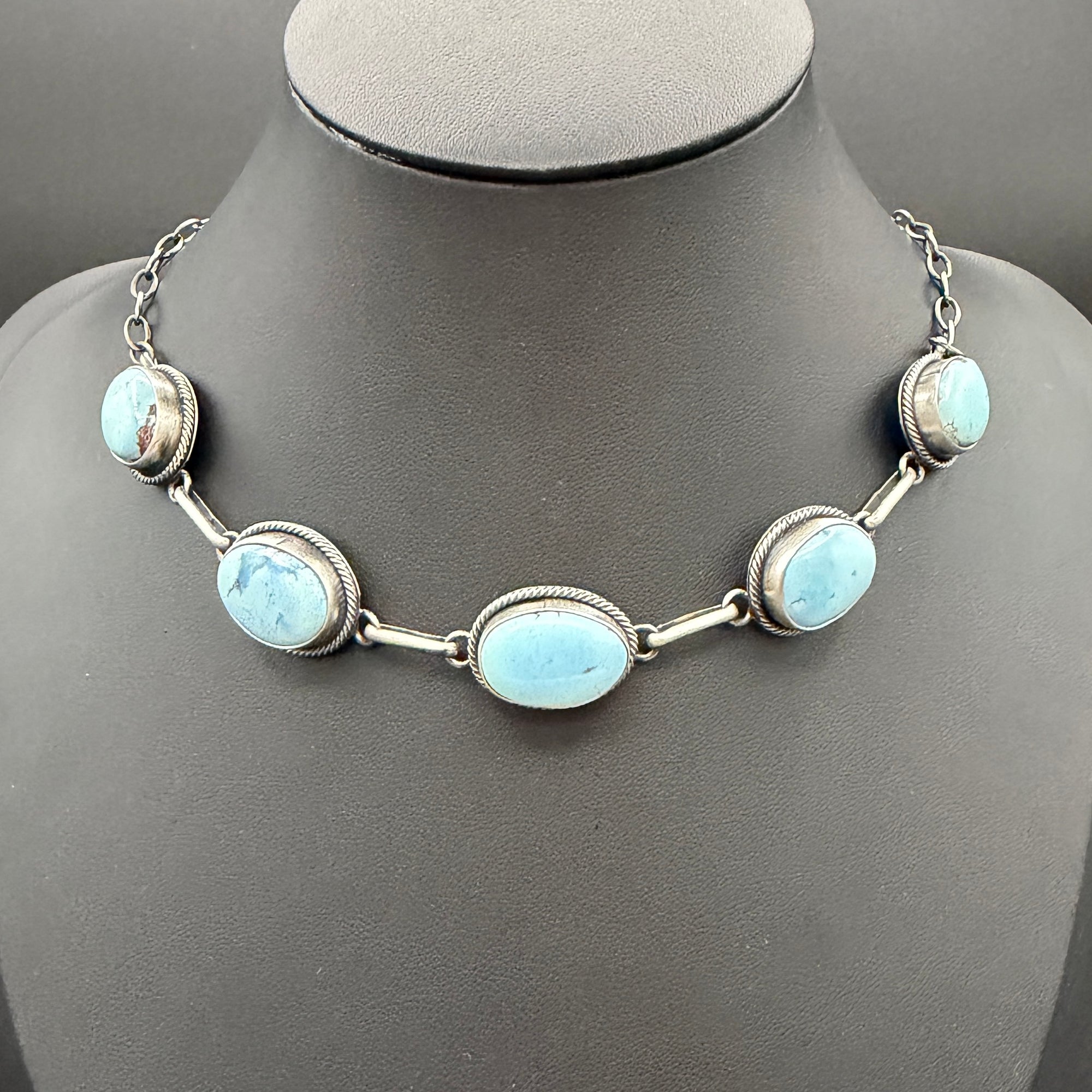 Chunky Golden Hills Turquoise Choker – Sterling Silver By Scott Skeets