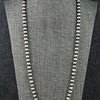Sterling Silver Handmade Navajo Pearl Necklace- 24" 7mm Round Pearls by Dorinda Mariano