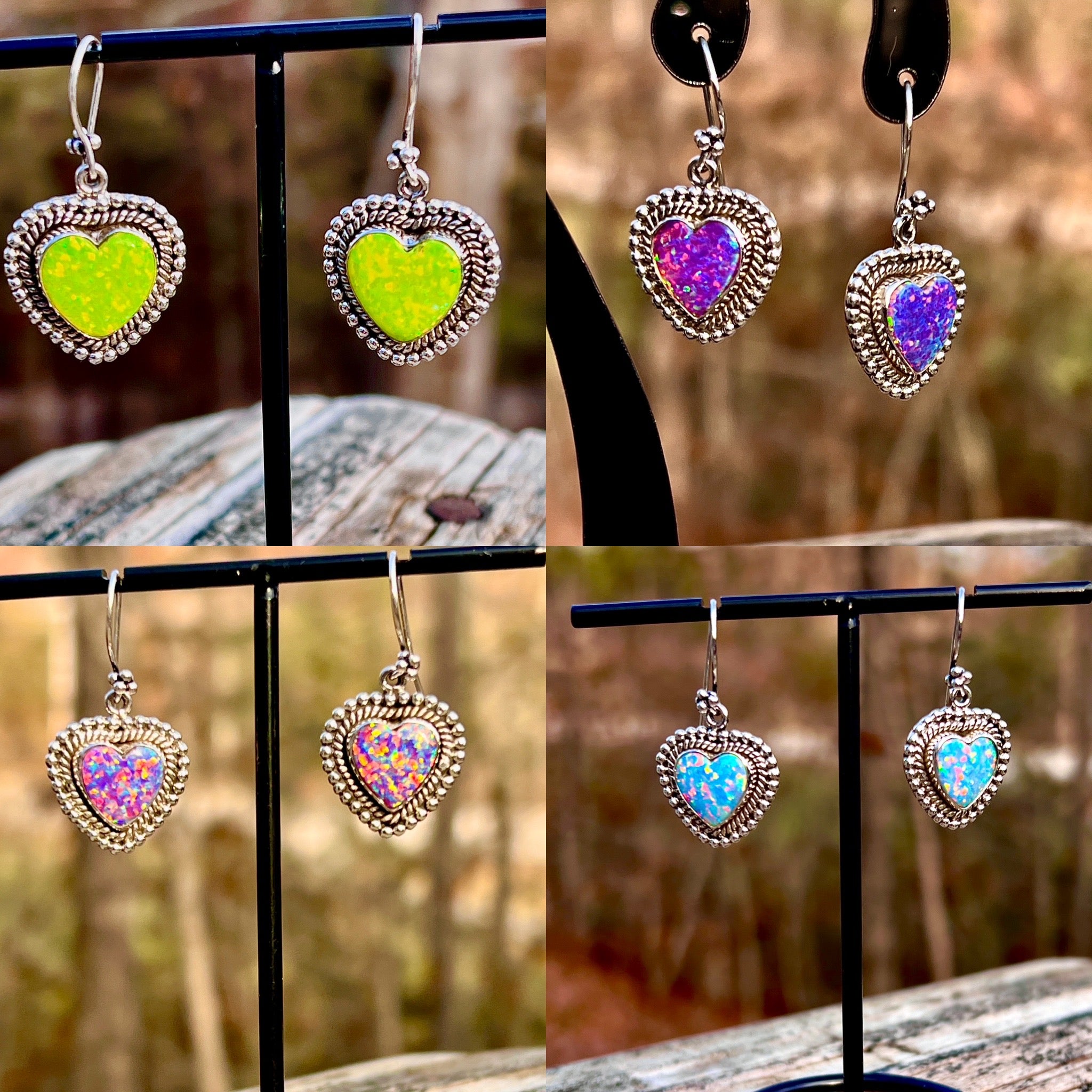 Love In Color Australian Opal Heart Dangles