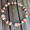 Orange Spiny, Howlite & 4mm Sterling Desert Pearl 6" Stretch Bracelet