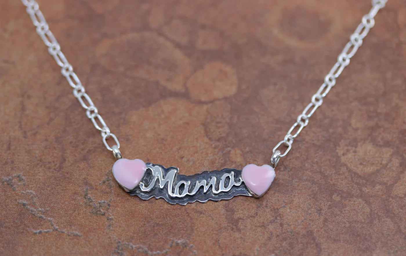 Navajo Handmade “Mama” Turquoise Necklace- Pink Conch