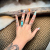 Turquoise & Topaz Statement Ring- 7.5 Running Bear