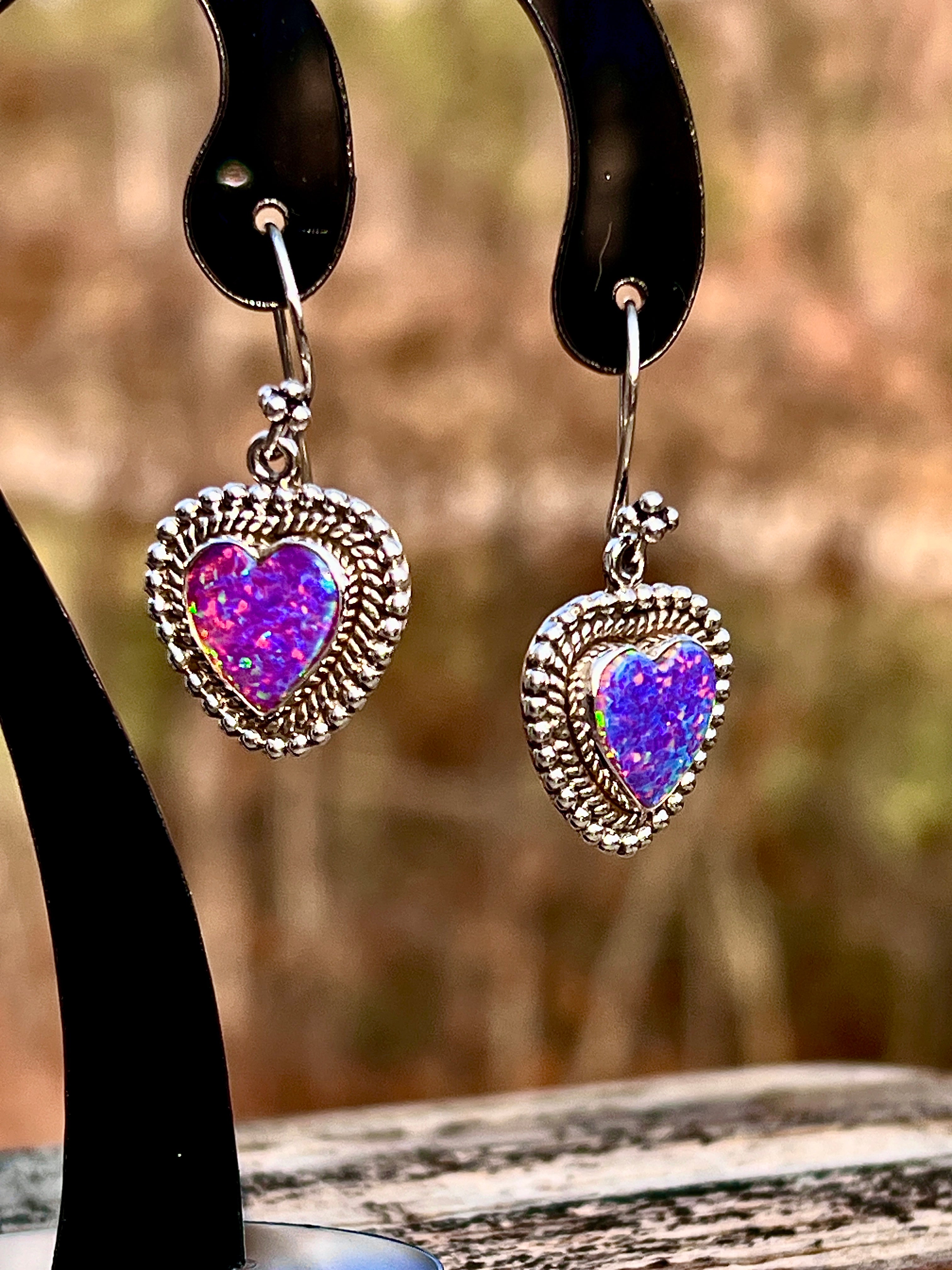 Love In Color Australian Opal Heart Dangles