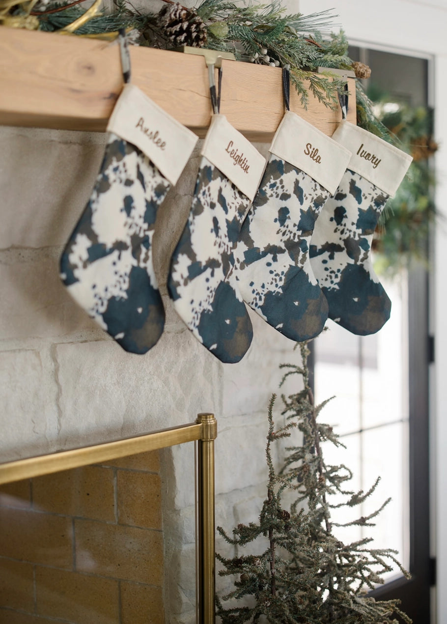Brown Cowhide Christmas Stockings