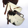 Large Hawks & Doves Large Half Moon Cowhide and Leather Zip Pouch with Wristlet-$50 DEAL
