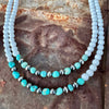 Matte White Glass, Sonoran Turquoise & Navajo Finished Pearl Layering Necklace-19”