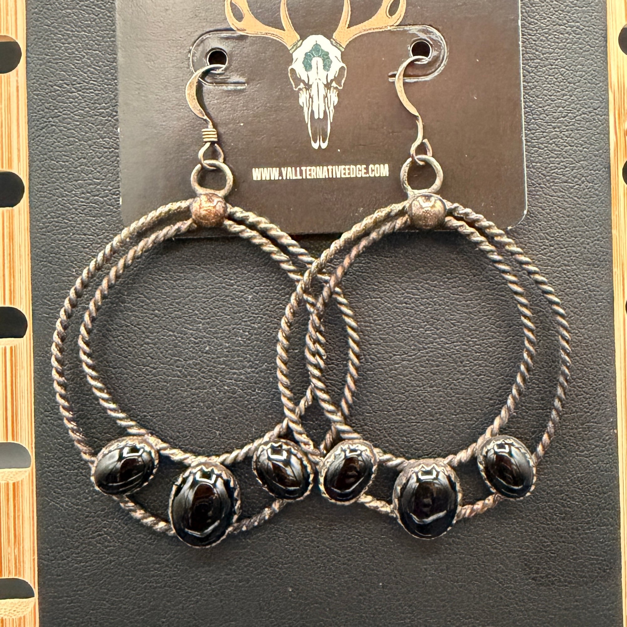 Double Twist Vintage Onyx Hoops