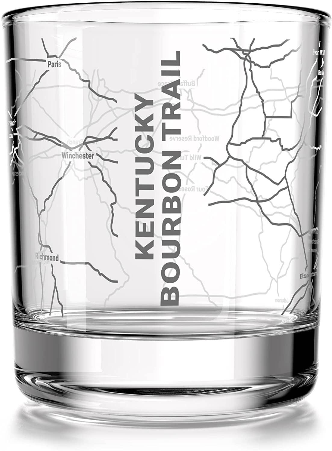 Kentucky Bourbon Trail Map - Whiskey Glass