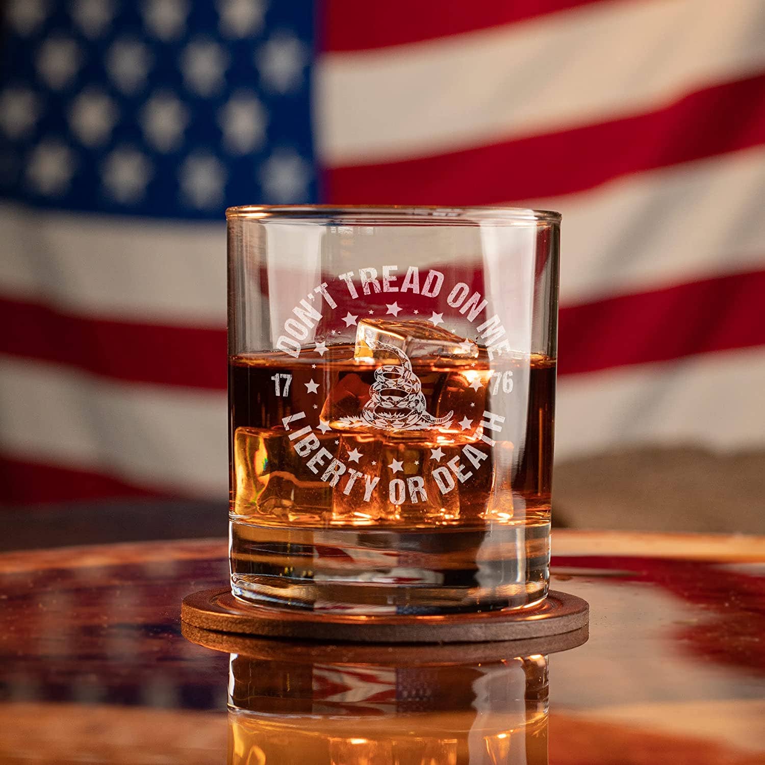 Don't Tread On Me Liberty Or Death - Whiskey Glass