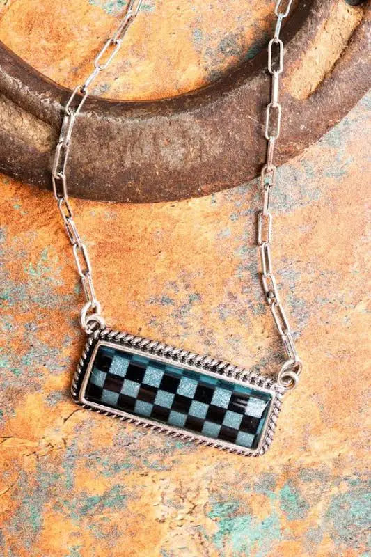 Checkered Bar- Turquoise Shimmer