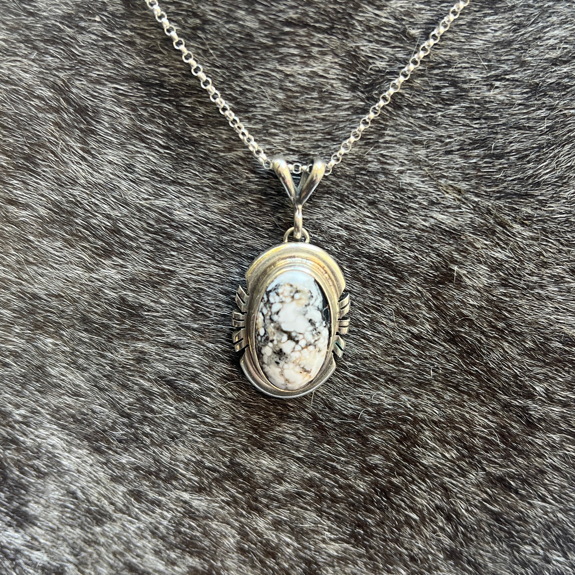 White Buffalo Pendant Necklace