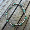 Green Sonoran & 3-4mm Sterling Desert Pearl 6" Stretch Bracelet