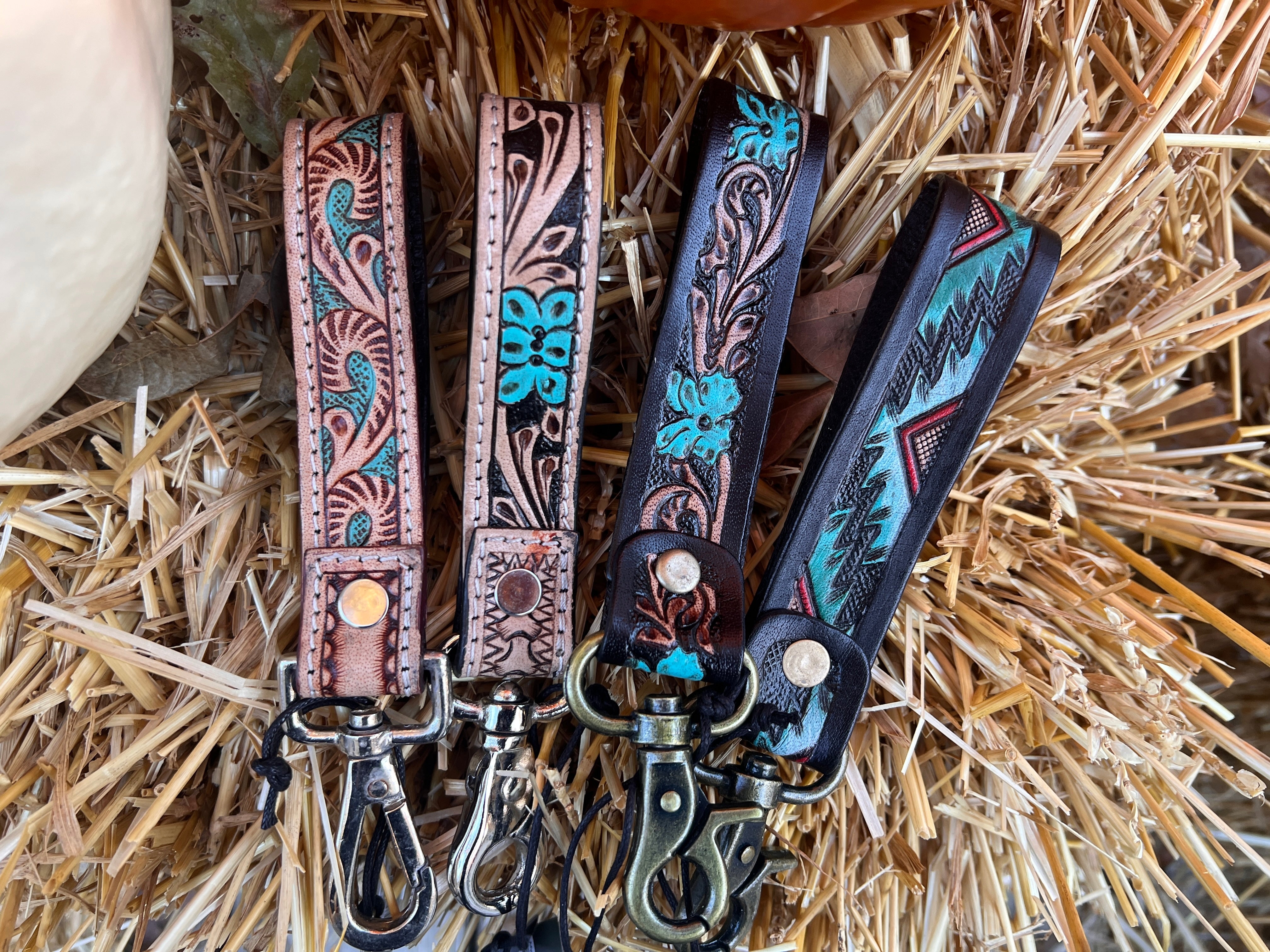 Hand Tooled Leather Key-Fobs