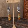 XL Mine 8 Turquoise Slab & Sterling Feather Earrings