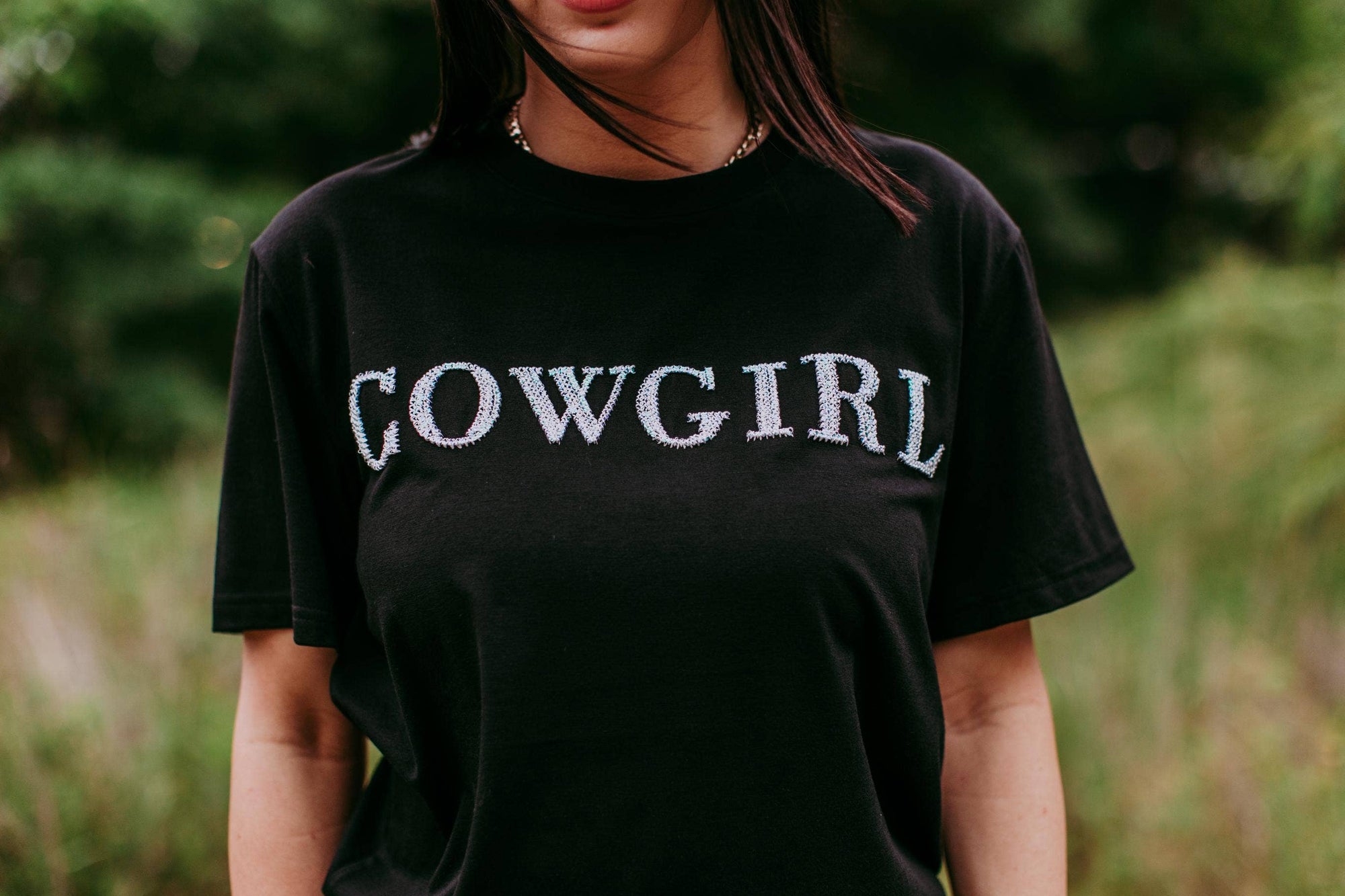 Cowgirl Sequins 3D Embroidery Tee