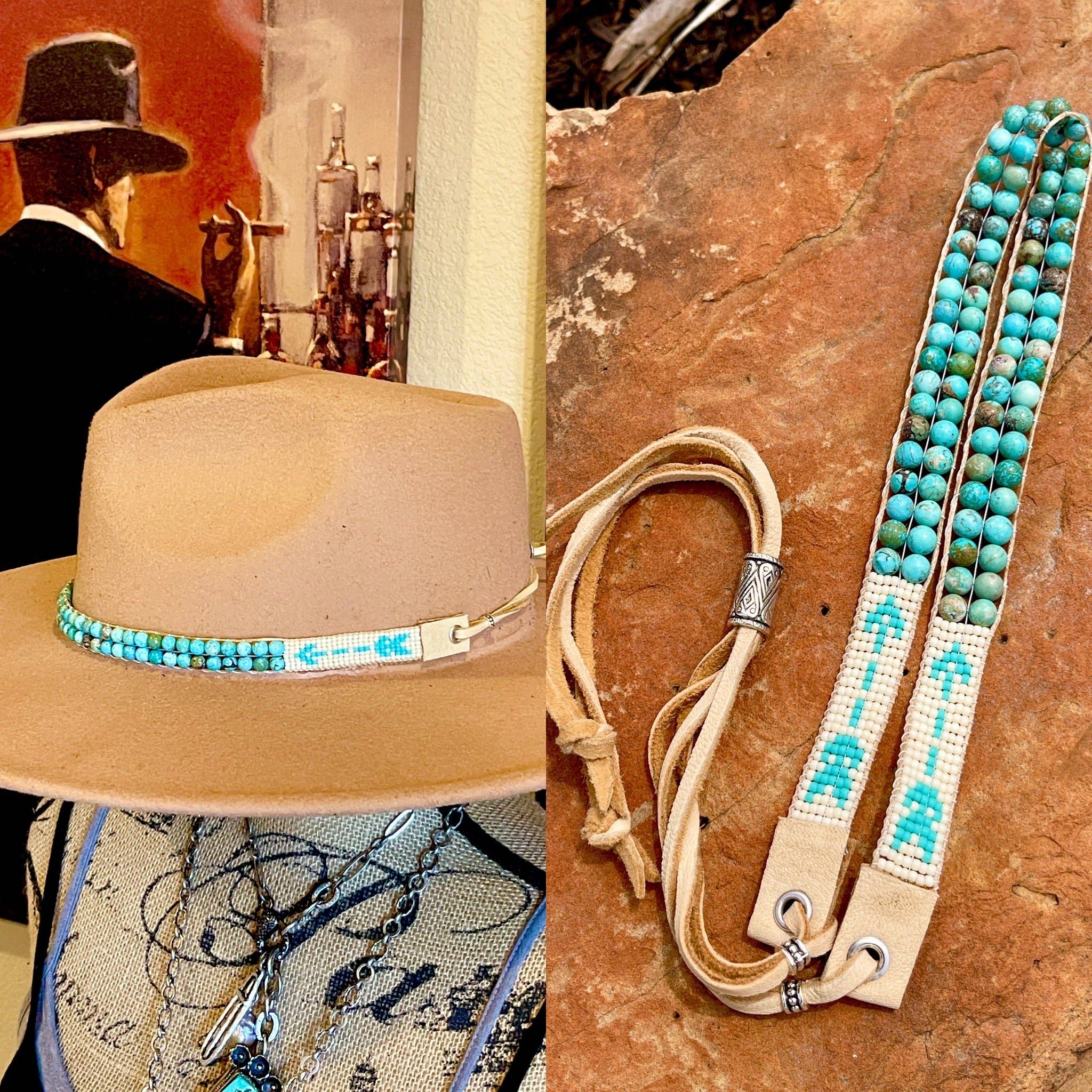 Turquoise & Arrow Hatband: Whiskey Bronze