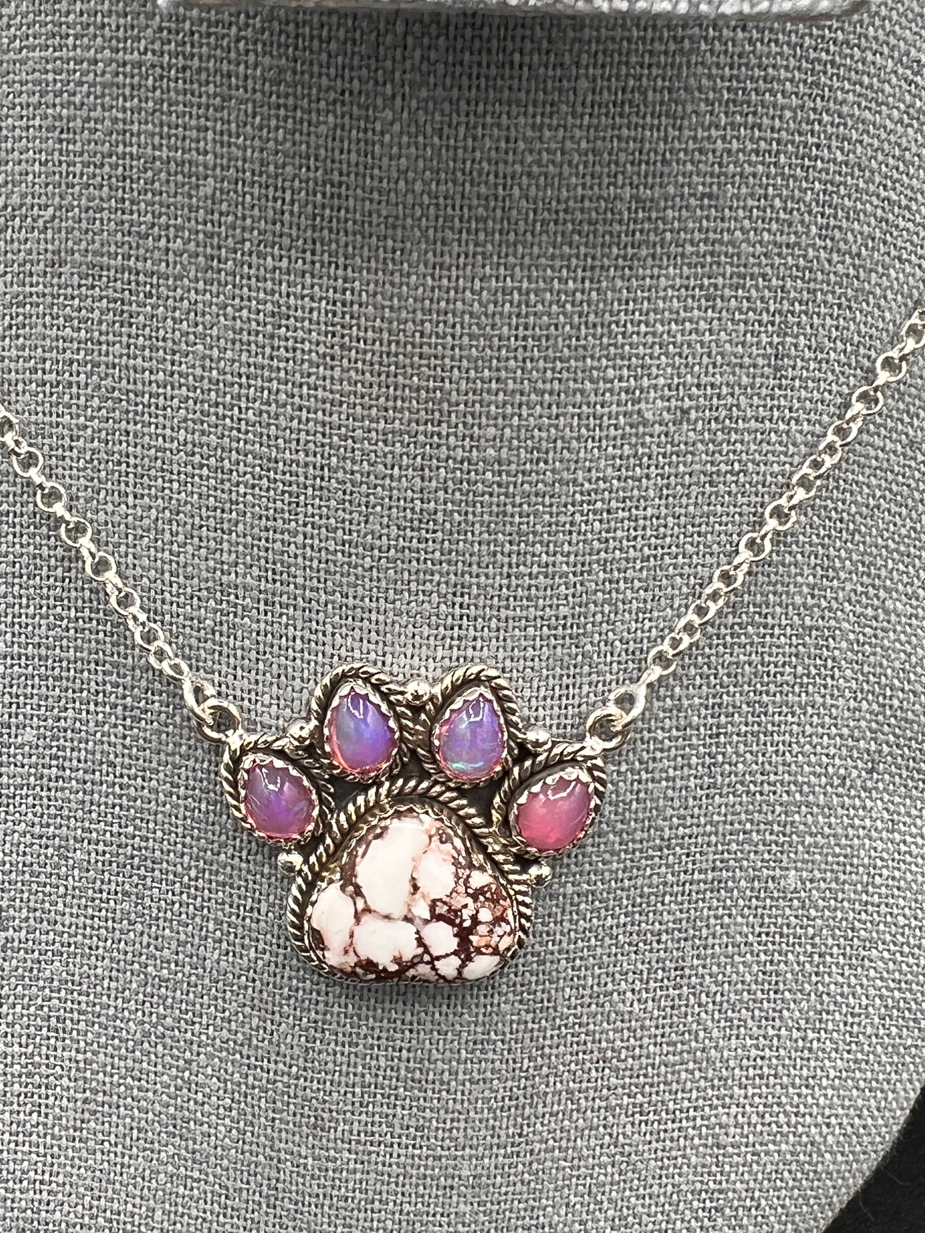 My Little Dog Paw Stone Necklace-Several Stone Choices