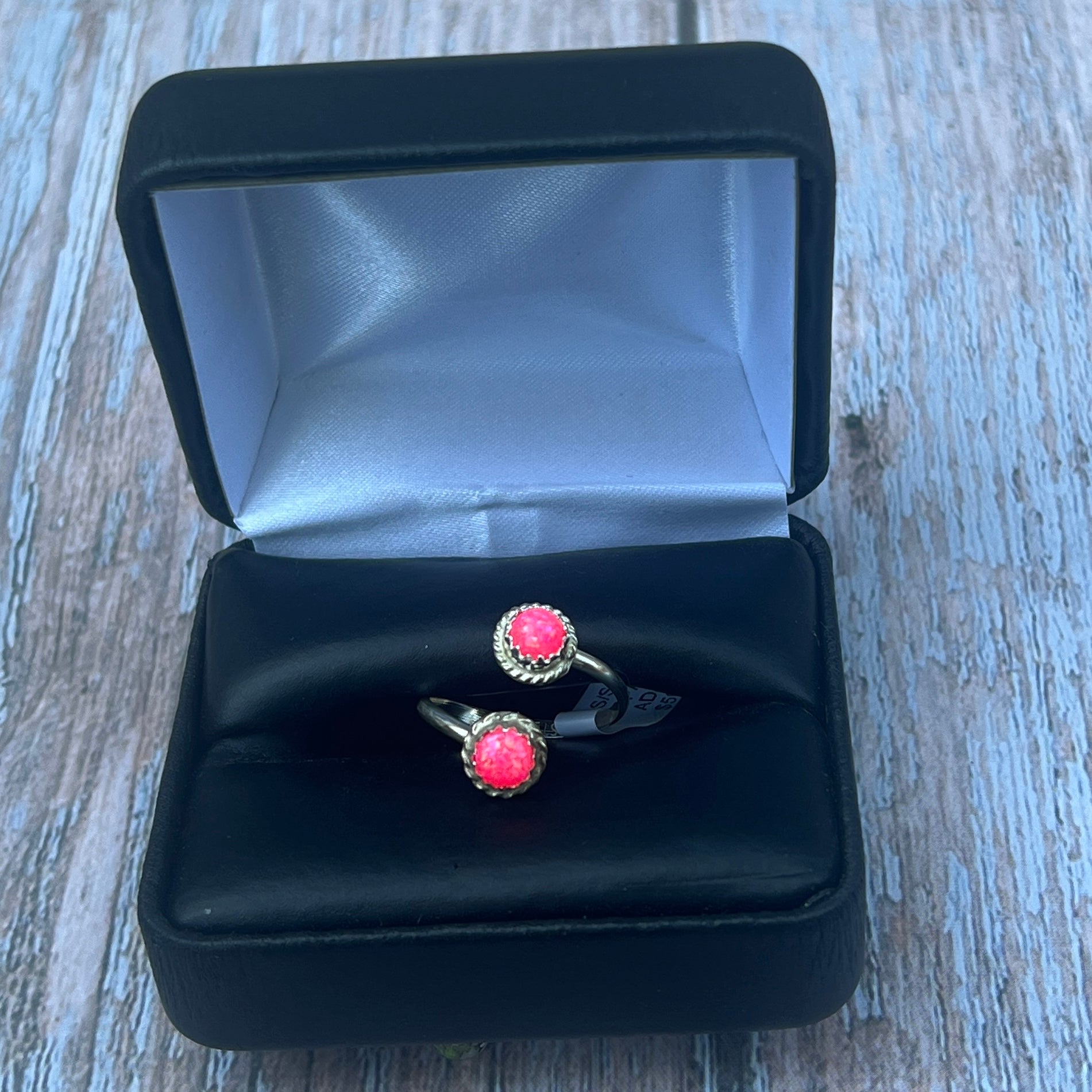 Hot Pink Fire Opal Wrap Ring- Zuni