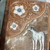 Longhorn Leather Hand Tooled Western Portfolio with Zipper Close