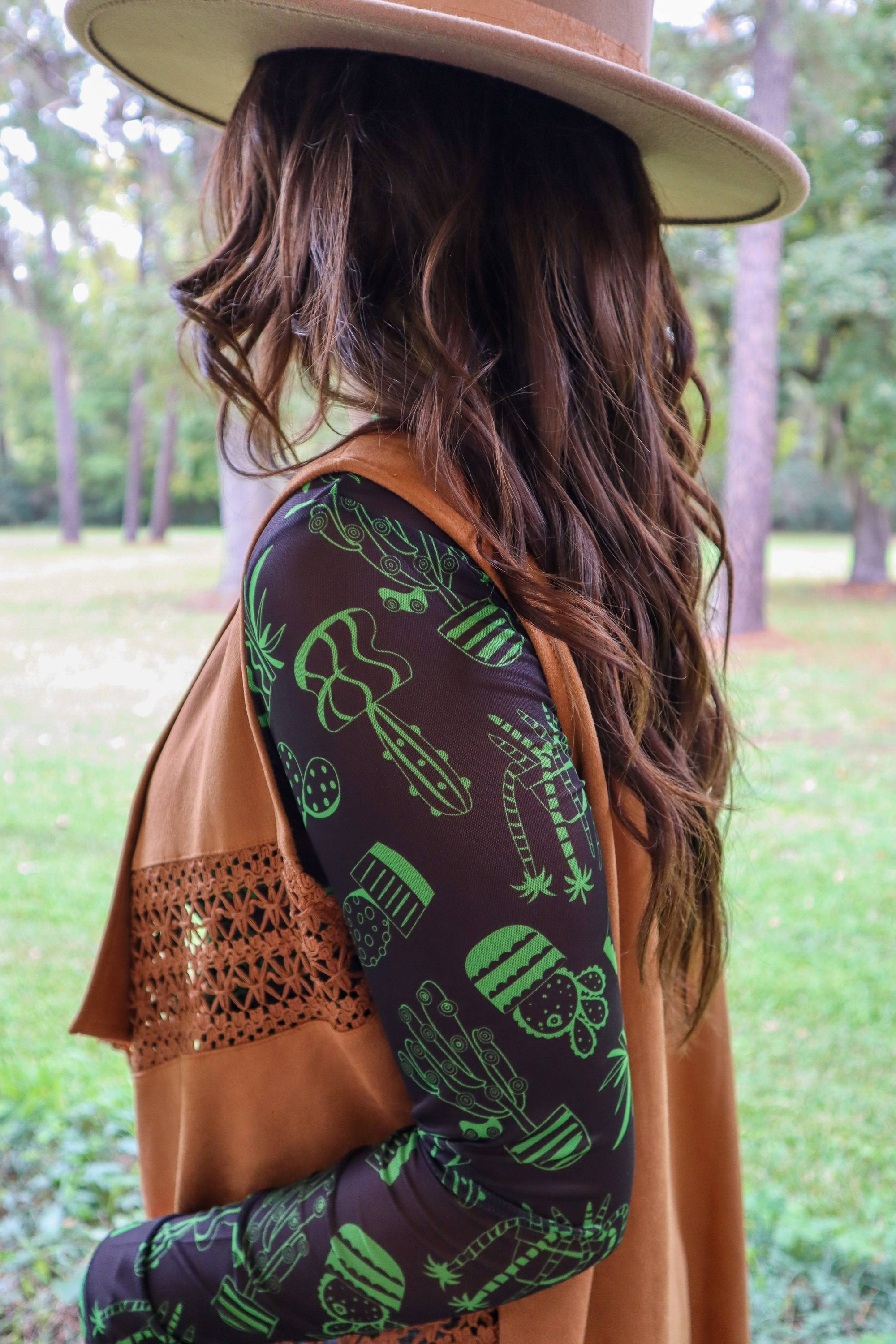 Green Cactus LS Mesh Top