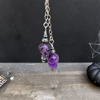 Black Onyx, Purple Galaxy, and Amethyst Skull Pull-Through Lariat — 19"