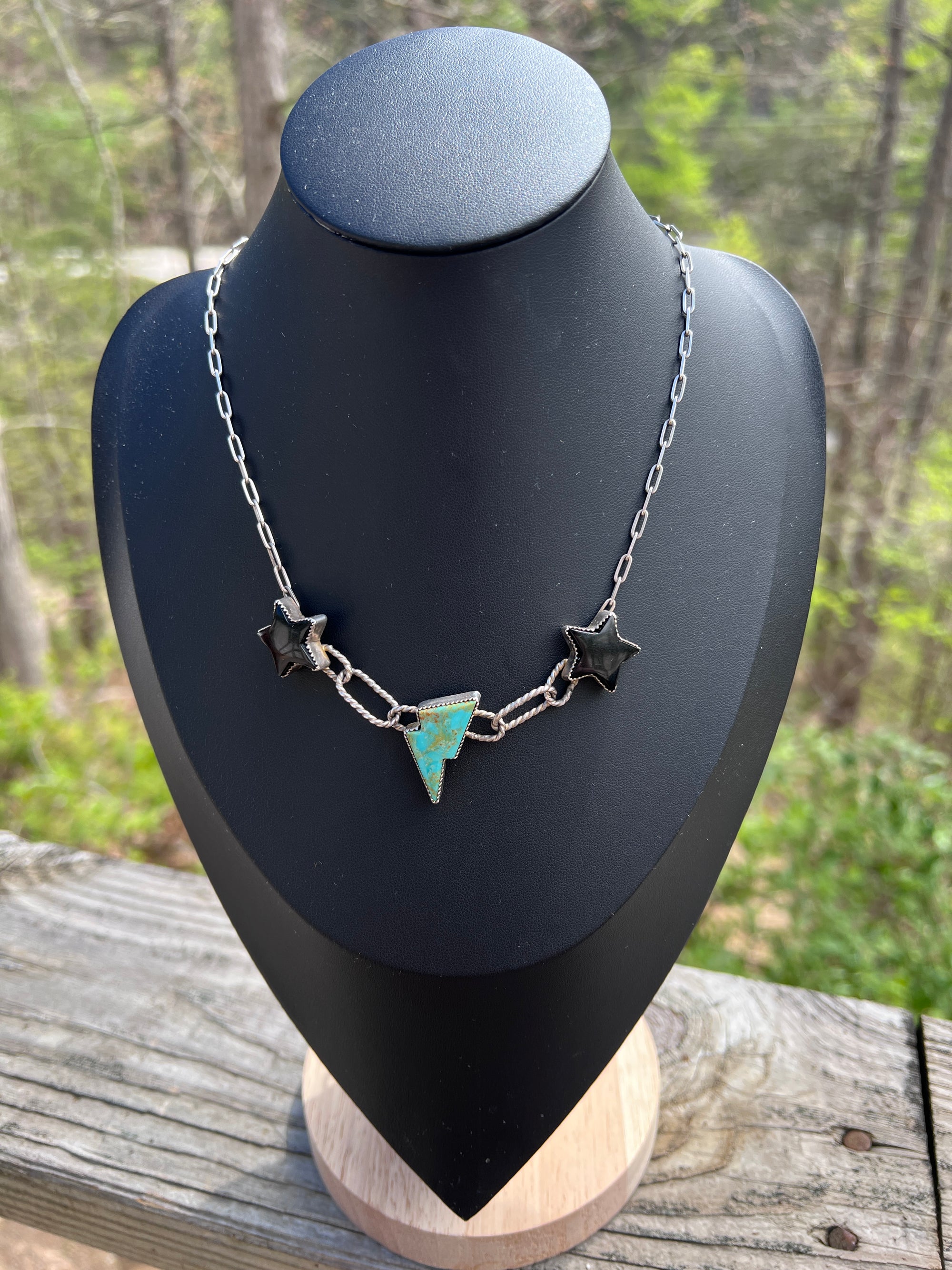 Onyx & Turquoise Bolt Choker
