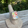Sterling Silver Floral Ceramic Ring - Size 8.5
Silversmith Made