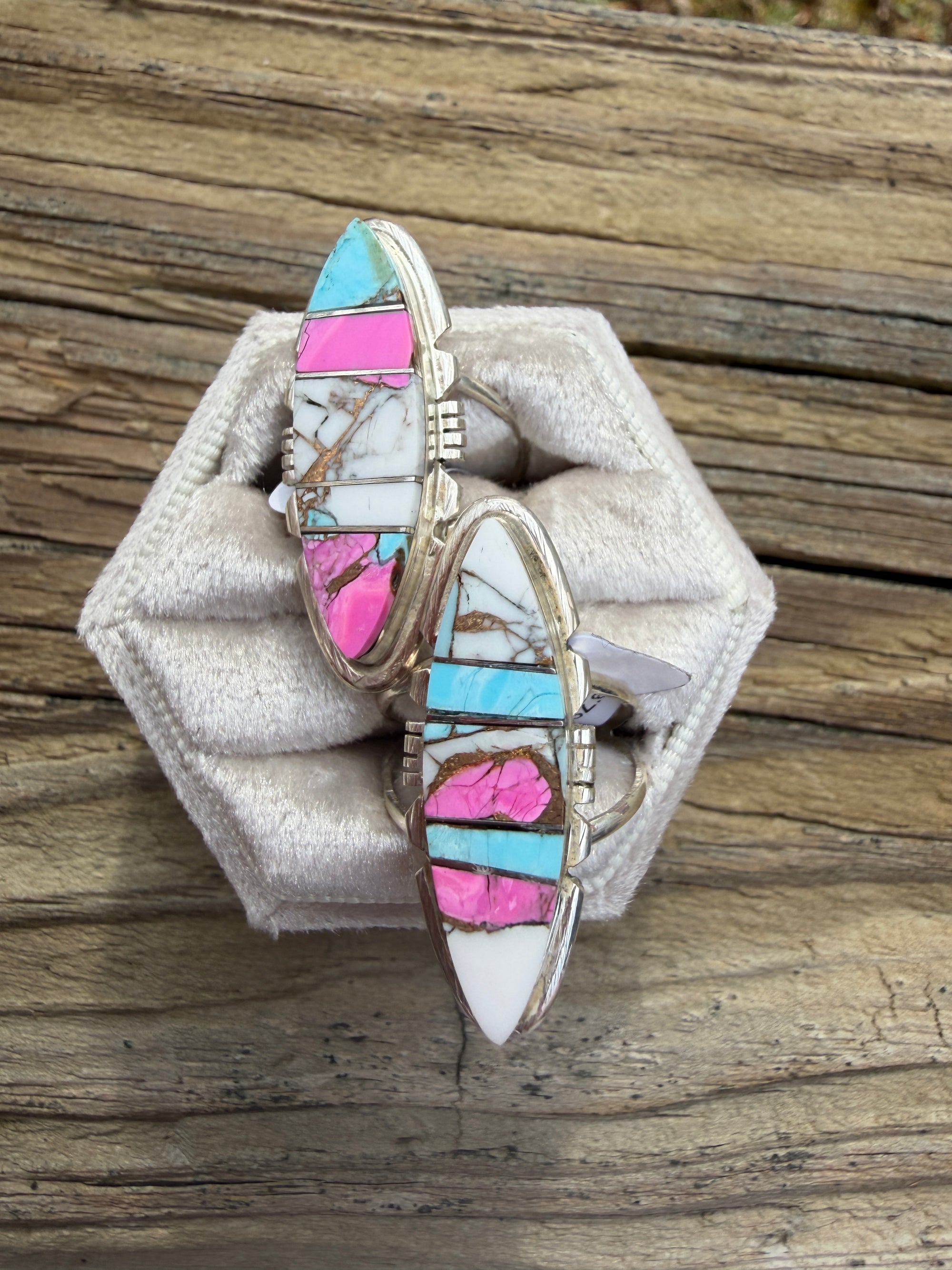 Cotton Candy Inlay Ring – Navajo Artist Brandon Eticty (7&8)